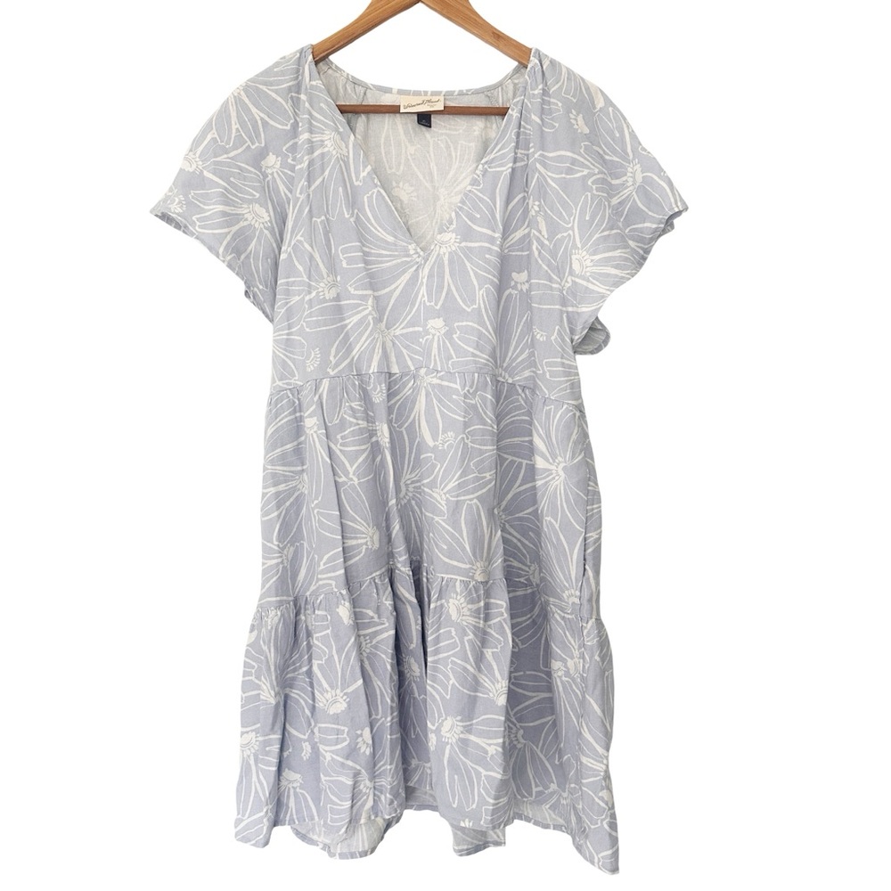 Universal Thread Womens Flutter Short Sleeve Skater Dress in Blue Floral XL - Picture 2 of 10